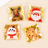 Cifeeo-100Pcs Christmas Cookie Candy Bag Santa Claus Plastic Biscuit Gift Packaging Bag Xmas Party Decoration Supplies New Year 2025