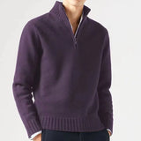 Cifeeo-Winter Outfits Men chill guy Men's Light Luxury Turtleneck Jacquard Knit Zipper Pullover Leisure Vintage Solid Color Long Sleeve Sweater Warmth Basic Shirts