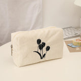 Cifeeo-Back To School Gifts Flowers Pencil Case School Supplies Large Capacity Pencilcase Estuches Corduroy Trousse Scolaire Piornik Stationery Pencil Pouch