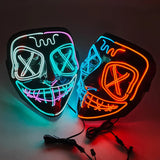 Cifeeo-Halloween Custom Wireless LED Glowing Mask EL Neon Colorful Luminous Purge Mask Halloween Horror Cosplay Party Mask Carnival Costume Supplies