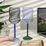 CIFEEO-Cute Colored Glass Goblets Glasses Mug Blown Irregular Wavy Milk Cup High Borosilicate Resistance Cocktails Red Wine Glass Mug