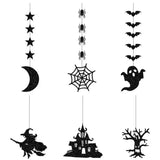 Cifeeo-6pcs Halloween Hanging Banner Garland Scary Spider Witch Ghost Bat Pendant Ornament Happy Halloween Party Decorations for Home