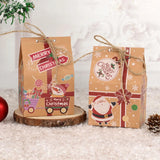 Cifeeo-5/10pcs Merry Christmas Candy Box With Rop Kraft Paper House Santa Claus Cookie Gift Packaging Boxes 2024 New Year Party Decor