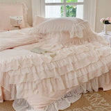 Cifeeo-1000TC Egyptian Cotton Bedding Set, Brushed Duvet Cover, French Princess, Wedding Cake Lace, Ruffles, Bed Sheet, Pillowcases