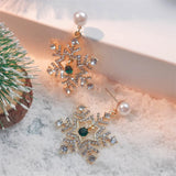 Cifeeo-Christmas gifts Christmas Exquisite Snowflake Zircon Stud Earrings For Women Colourful Rhinestone Xmas Tree Piercing Earring Festival Jewelry