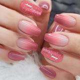 Cifeeo Detachable Manicure Wearable Nail Art Press On Nails purple Glitter French False Nails Long Coffin Fake Nails Full Cover Tips