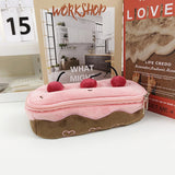 Cifeeo-Back To School Gifts Plush Cherry Cake Pencil Case Estuches Escolares Pencil Pouch Large Capacity Kalemlik Trousse School Supplies Pencilcase