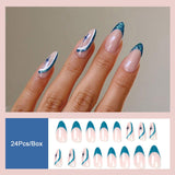 Cifeeo New Rainbow Color French Tips Fashion Almond Fake Nails With Designs Wearable False Nails Press On Nails DIY Manicure Patches