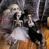 Cifeeo-Halloween Skeleton Hanging Ornaments Bride And Groom Skull Bone Halloween Party Decorations for Home Haunted House Horror Props