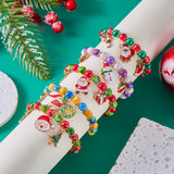 Cifeeo-Christmas gifts Merry Christmas Multicolor Beads Bracelet For Women Handmade Santa Claus Snowman Crutch Pendant Bracelets Girls Party Jewelry