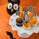 Cifeeo 12/24pcs Halloween Tombstone RIP Cupcake Toppers Horror Skeleton Graveyard Gravestone Cake Flag for Halloween Party Decorations