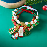 Cifeeo-Christmas gifts 4Pcs/set Cute Christmas Series Bracelet For Women Multicolor Rice Beads Santa Claus Xmas Tree Snowman Pendant Beaded Bracelets