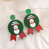 Cifeeo-Christmas Gift idea Silver Needle Holiday Earrings for Women Christmas Acrylic Earrings Double Side Design Christmas Tree Gingerbread Decoration