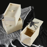 Cifeeo-Simulation Spider With Wooden Box Kids Favors Tricky Prank Joke Toy Haunted House Horror Props Halloween Party Decor Supplies