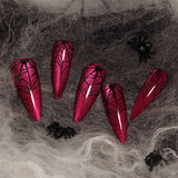 Cifeeo-Halloween Nails 24pcs Halloween wearable Fake Nails Long Almond Stiletto False Nails French Ballerina Press on Nails DIY Manicure Nail Tips