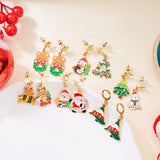 Cifeeo-Christmas gifts Christmas Asymmetrical Dangle Earrings For Women Santa Claus Christmas Tree Snowman Angel Zircon Pendant Earring Xmas Jewelry