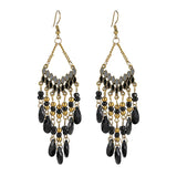 Cifeeo-Christmas Gift New Year's Eve Gift Bohemian Water Drop Tassel Earrings For Women Colorful Beads Dangle Ethnic Style Earring Female Fashion Jewelry