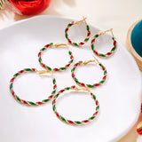 Cifeeo-Christmas gifts Christmas Big Round Circle Hoop Earrings For Women Colorful Twist Punk Exaggerate Earring Party Festival New Year Jewelry Gifts