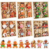 Cifeeo-Christmas Wooden Pendants Gingerbread Man Gnomes Xmas Tree Hanging Oranment 2024 Noel Navidad Decorations for Home New Year Gift