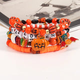 Cifeeo-Halloween Jewelry Halloween Beaded Bracelets Set For Women Pumpkin Bat Spider Evil Eye Multilayer Beads Stretch Bracelet All Saints' Day Gifts