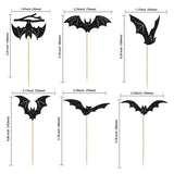 Cifeeo-12/24Pcs Halloween Bat Cupcake Toppers Mixed Black Bat Cupcake Pick Flags Kids Halloween Birthday Party Cake Decoration Supplies