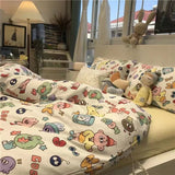 Cifeeo-INS Gentle Pink Rose Bedding Set for Girls Women Soft Bed Sheet Set Pillowcase Single Twin Full 200x230cm Kawaii Duvet Cover Set