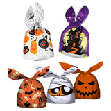 Cifeeo 10/20pcs Halloween Candy Bags Rabbit Ear Plastic Bag For Kids Gift Biscuits Cookies Dessert DIY Packaging Supplies Baking Decor