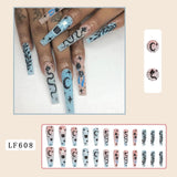 Cifeeo 24Pcs Long Coffin False Nails with Glue Wearable Brown Fake Nails with   Rhinestones Ballet Press on Nails Full Cover Nail Tips