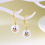 Cifeeo-Christmas gifts Fashion Christmas Snowman Imitation Pearl Drop Earrings for Women Shiny Rhinestone Snowflake Dangle Earring New Year Jewelry