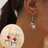 Cifeeo-Christmas gifts Merry Christmas Cute Snowman Zircon Dangle Earrings For Women Red Santa Claus Elk Snowflake Bells Earring New Year Party Jewelry