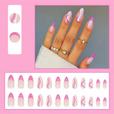 Cifeeo New Rainbow Color French Tips Fashion Almond Fake Nails With Designs Wearable False Nails Press On Nails DIY Manicure Patches