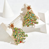 Cifeeo-Christmas gifts Merry Christmas Hollow Xmas Tree Earrings for Women Sparkling Colorful Zircon Crystal Christmas Earring New Year Party Jewelry