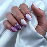 Cifeeo 24Pcs Detachable Almond False Nails French Fake Nails Full Nail Art Tips Press On Nails