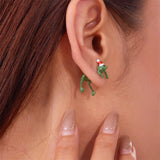 Cifeeo-Christmas gifts Creative Cute Animal Green Frog Toad Earrings For Women Funny Frog Wear A Santa Hat Piercing Earring Christmas Party Jewelry