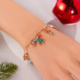 Cifeeo-Christmas gifts Creative Christmas Metal Chain Bracelet For Women Men Santa Claus Christmas Tree Snowflake Snowman Pearl Bangles New Year Gifts