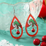 Cifeeo-Christmas gifts Hot Selling Acrylic Christmas Earrings For Women Green Hand Black Kitten Boots Pendant Sequin Glitter Earring New Year Jewelry