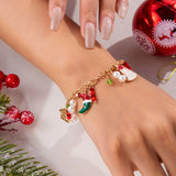 Cifeeo-Christmas gifts Creative Christmas Metal Chain Bracelet For Women Men Santa Claus Christmas Tree Snowflake Snowman Pearl Bangles New Year Gifts