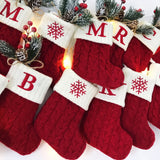 Cifeeo-Name Letter Christmas Socks Red Snowflake DIY Alphabet Knitting Stocking Christmas Tree Pendant Decorations For Home Xmas Gifts