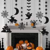 Cifeeo-6pcs Halloween Hanging Banner Garland Scary Spider Witch Ghost Bat Pendant Ornament Happy Halloween Party Decorations for Home