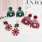 Cifeeo-Christmas Gift idea Snowman Sweater Elk Earrings Acrylic Lightweight Christmas Sweater Stud Earrings Claus Snowman Sweater Elk Xmas Holiday Jewelry