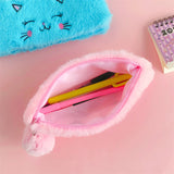 Cifeeo-Back To School Gifts Cute Cat Pencil Case Plush Pencil Cases For Girls Trousse Scolaire Soft School Supplies Estuche Escolar Stationery Pencil Pouch