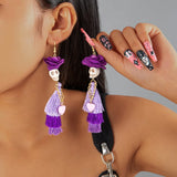 Cifeeo-Christmas gifts Gothic Punk Halloween Skeleton Dangle Earrings For Women Ethnic Creative Long Tassel Bohemian Fringe Earring Festival Jewelry