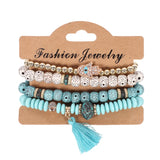 Cifeeo-Christmas Gift New Year's Eve Gift Bohemian Handmade Beads Bracelet Set For Women Summer Colorful Beaded Chain Bangle Girls Boho Jewelry Accessories