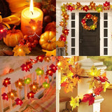 Cifeeo-1.5M/3M/6M LED Decorations Maple Leaf Garland String Lights for Indoor Outdoor Garden Home Party Halloween Fireplace Harvest