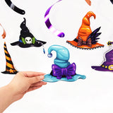 Cifeeo-9pcs/set Halloween Witch Hat Hanging Swirl Haunted House Horror Props Streamers Spiral Halloween Party Home Decoration Supplies