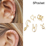 Cifeeo Silver Color Leaves Clip Earrings for Women Men Creative Simple C Ear Cuff Non-Piercing Ear Ear Clip Set Trend Jewelry Gift
