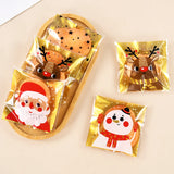 Cifeeo-100Pcs Christmas Cookie Candy Bag Santa Claus Plastic Biscuit Gift Packaging Bag Xmas Party Decoration Supplies New Year 2025