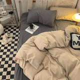 Cifeeo-Solid Pink Fashion Style Bedding Set Twin Full Queen Size Duvet Cover Set Adults Kids Simple Korean Bed Flat Sheet Pillowcases