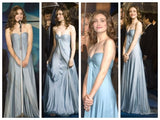 Cifeeo-back to school outfits nye outfits Valentine's Day outfits Simple A-Line Sweetheart Blue Satin Long Prom Dresses Formal Evening Dress CIF1390