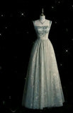 Cifeeo-back to school outfits nye outfits Valentine's Day outfits Beautiful A line Straps Sage Green Long Tulle Prom Dress CIF1490